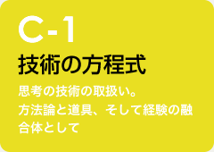 c-1 技術の方程式：思考の技術の取扱い。方法論と道具、そして経験の融合体として